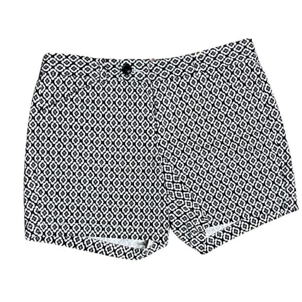 Dockers Blue White Paisley Print Comfort Stretch Waistband Shorts (Womens 10)
